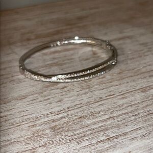Swarovski Crystal Bangle Bracelet – Silver Tone – Gently Used